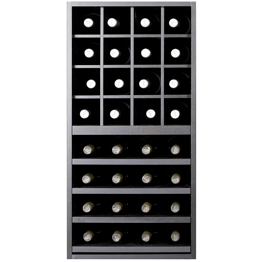 Nero-624060 zwart wijnrek met uitschuifbare leggers 32 flessen (stapelbaar)