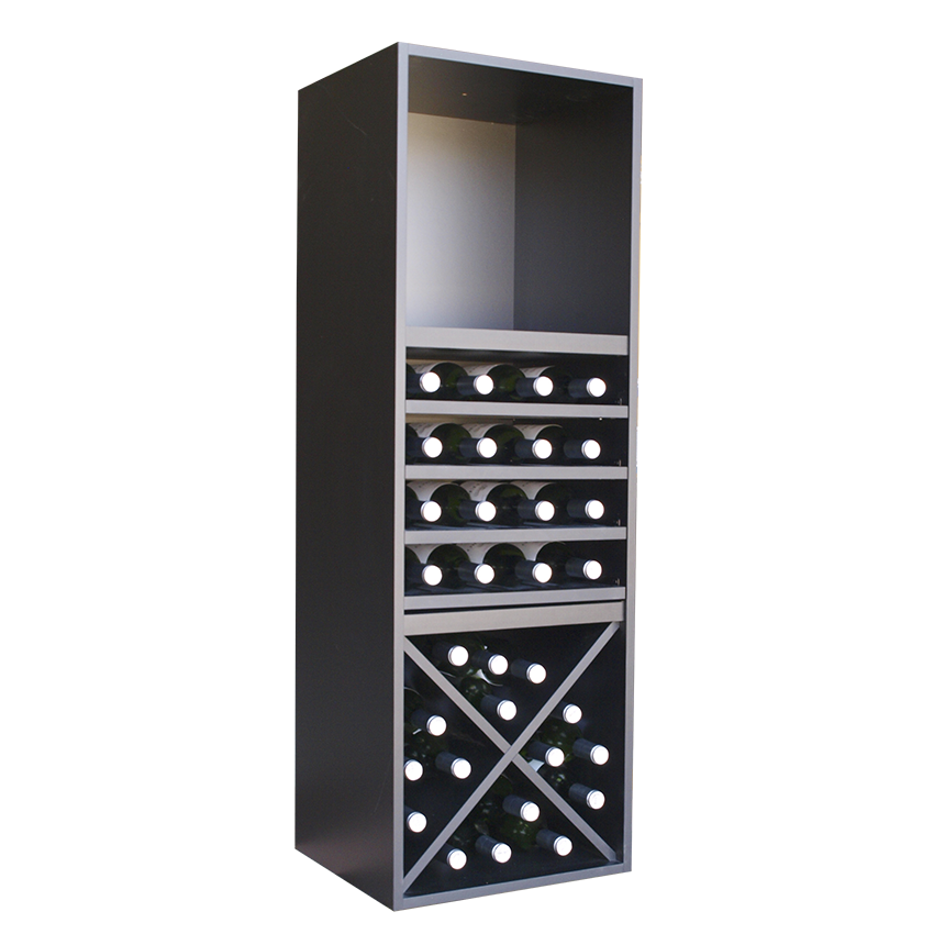 Nero-631640 zwart wijnrek 32 flessen (stapelbaar)
