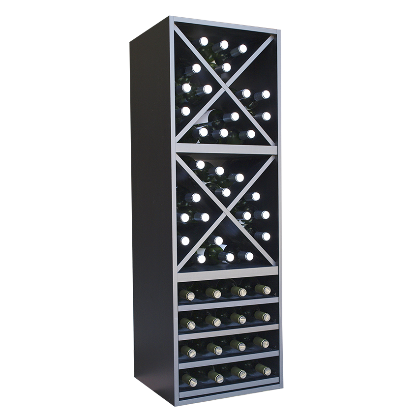Nero-634016 zwart wijnrek 48 flessen (stapelbaar)