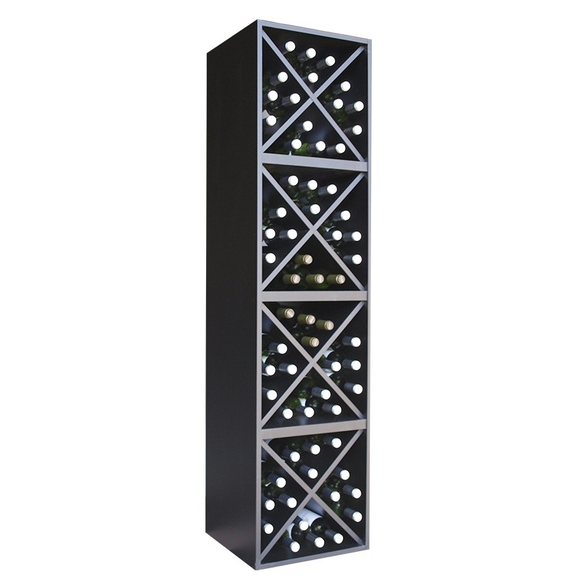 Nero-641616 zwart wijnrek 64 flessen (stapelbaar)