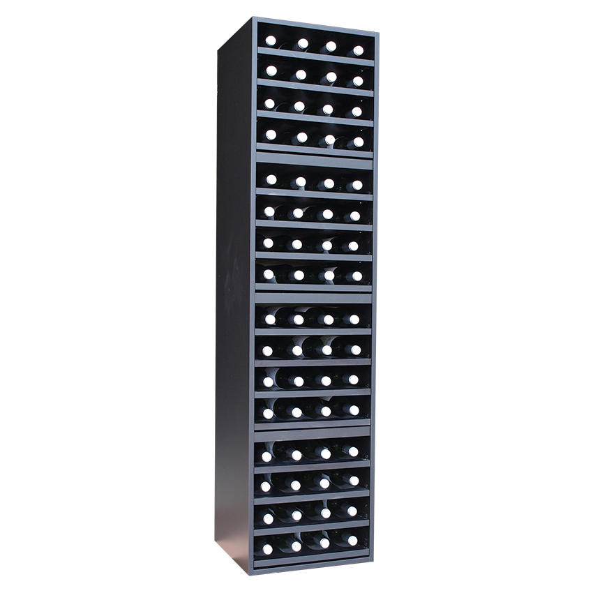 Nero-644040 zwart wijnrek met uitschuifbare leggers 64 flessen (stapelbaar)