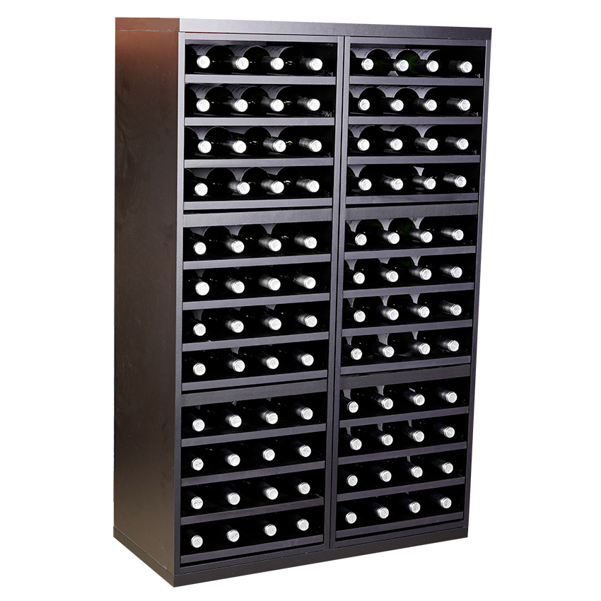 Nero-653026 zwart wijnrek met uitschuifbare leggers 96 flessen