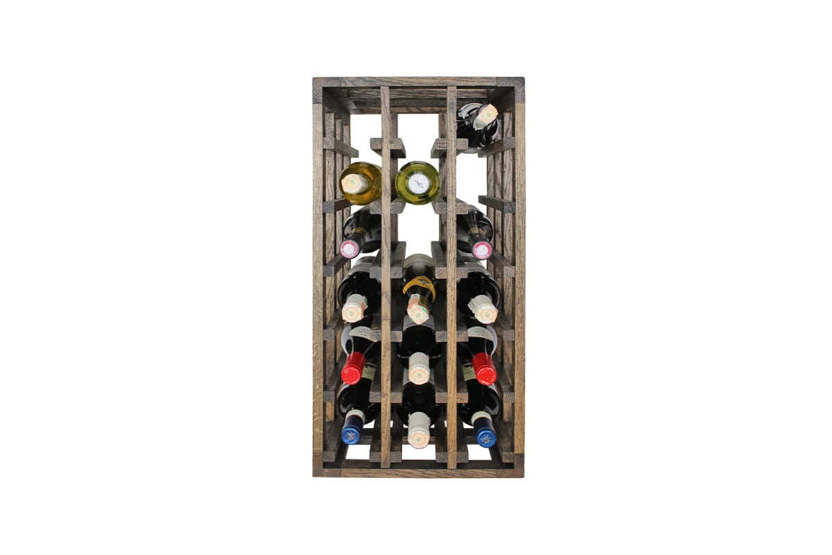 Wine Nest REX HALF Verticaal Donker Eikenhout - gevuld met flessen